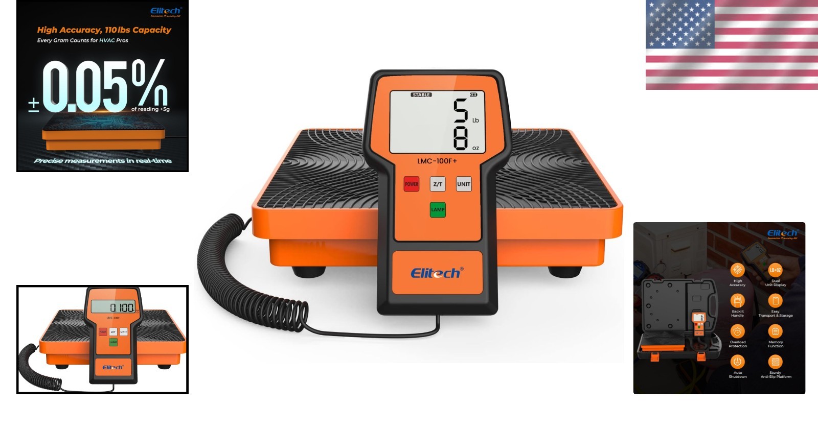 Portable 110 Lbs Refrigerant Charging Scale with LED Display for Technicians