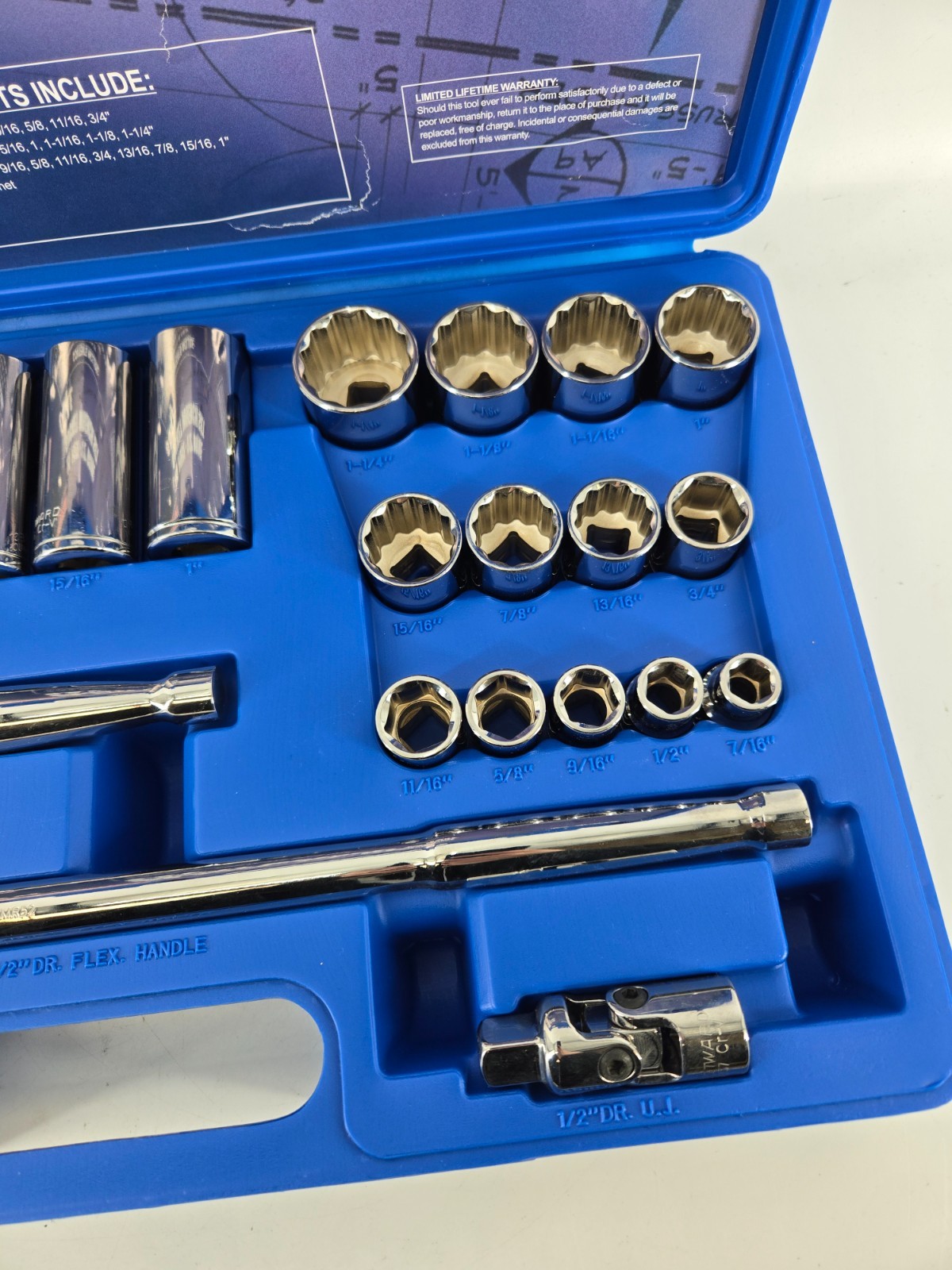 Westward 4Lwz8 1/2″ Drive Socket Wrench Set Sae 26 Pieces 7/16 In To 1 1/4 In ,