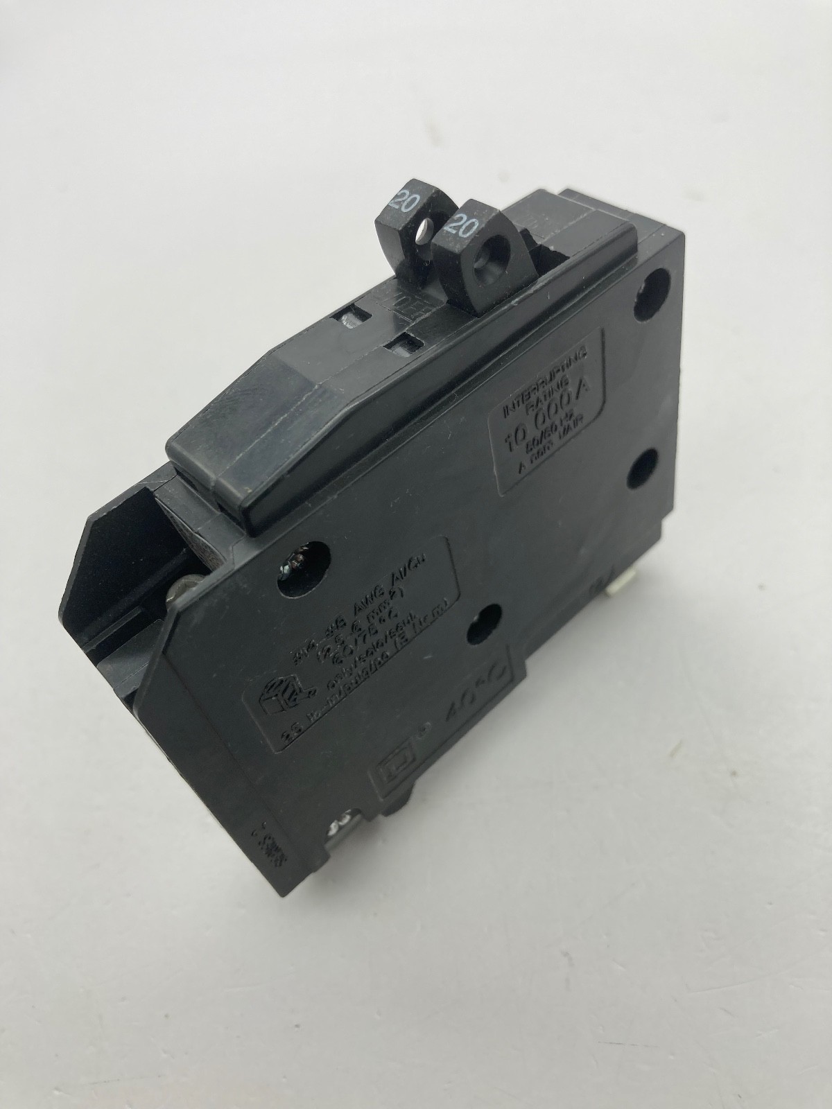 Square D QOT2020 1 Pole Twin 20A 120V Plug In Tandem Metal Hook Circuit Breaker