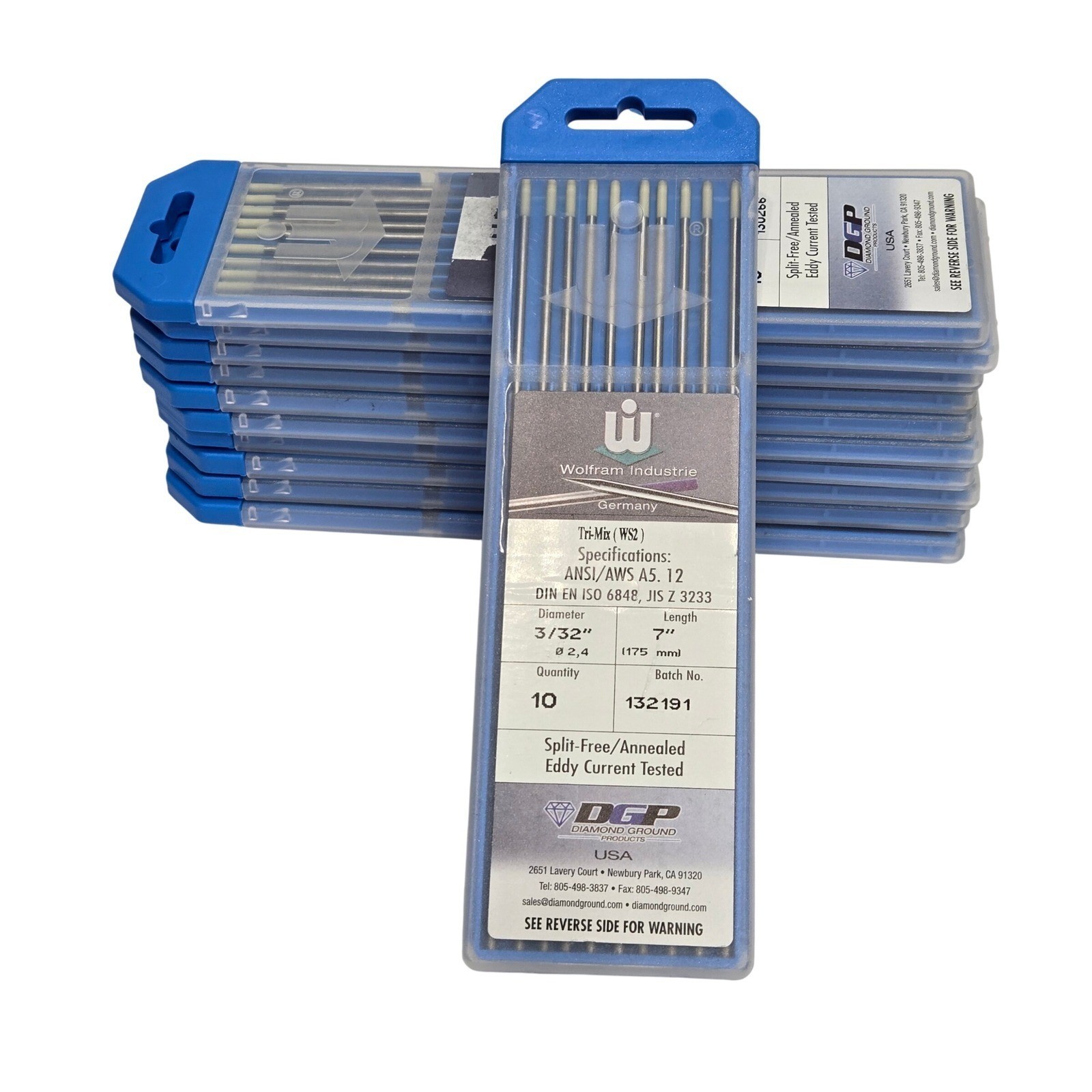 110pc Wolfram Industrie 2% Ceriated Tri-Mix WS2 Tungsten Electrodes 3/32″x7″ DGP