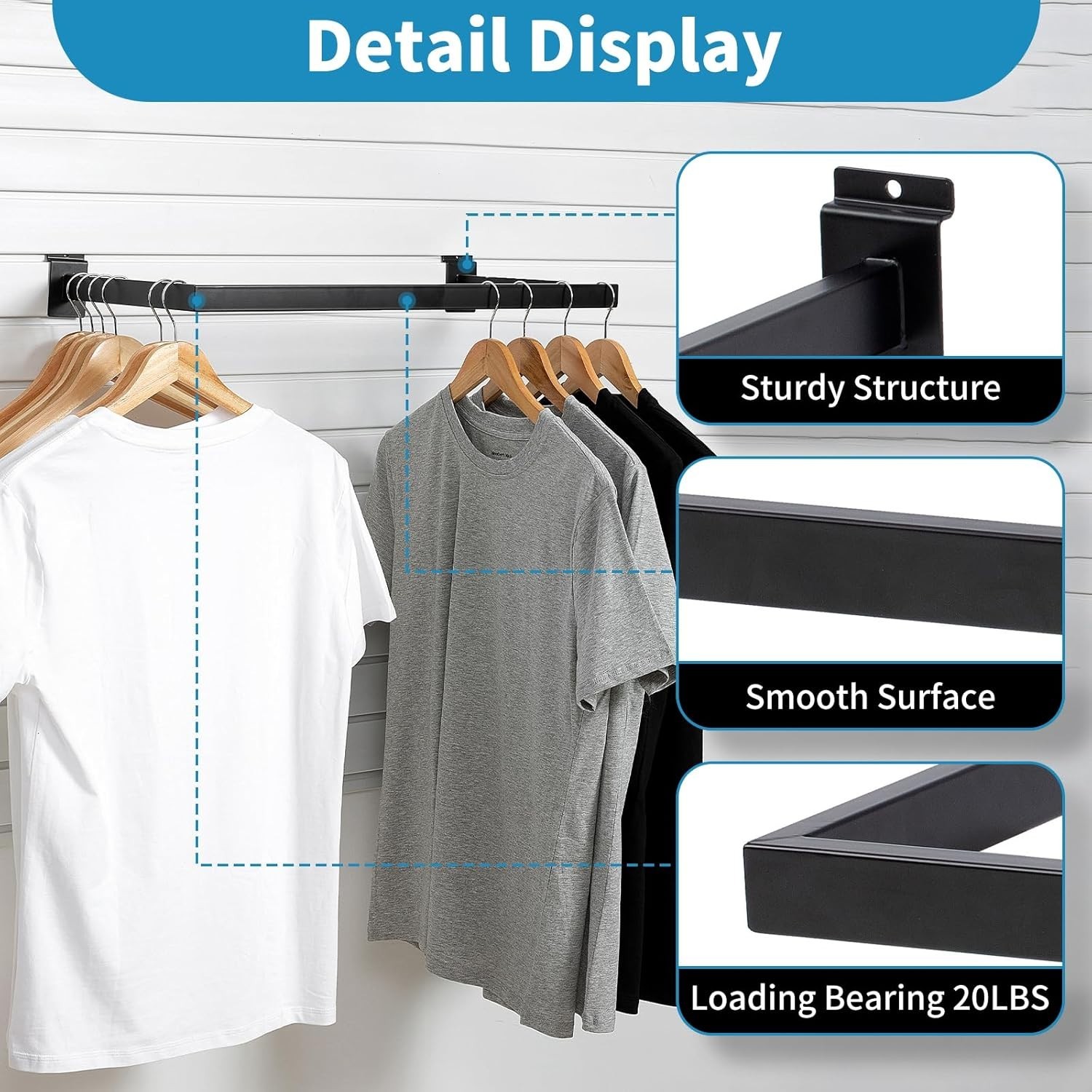 Slatwall U-Shaped Rectangular Tubing Hangrail – 24″x12″, Slatwall Accessories…