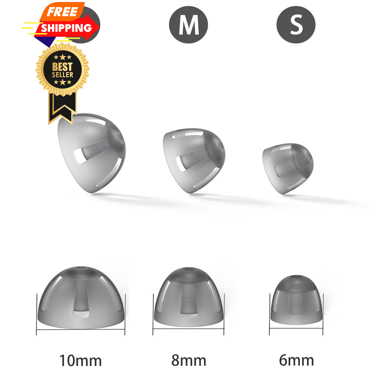 Resound Compatible Hearing Aid Domes Open Smokey Ear Large 20pcs Pack,