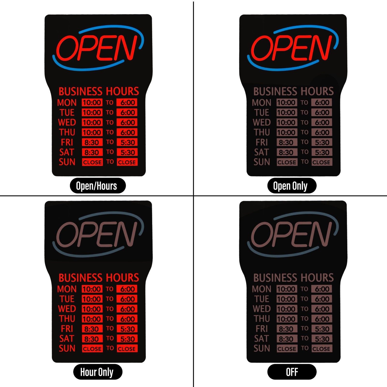 [LITE DELIGHT] LED Open Sign with Business Hours Stickers (Includes Chain&Hooks)