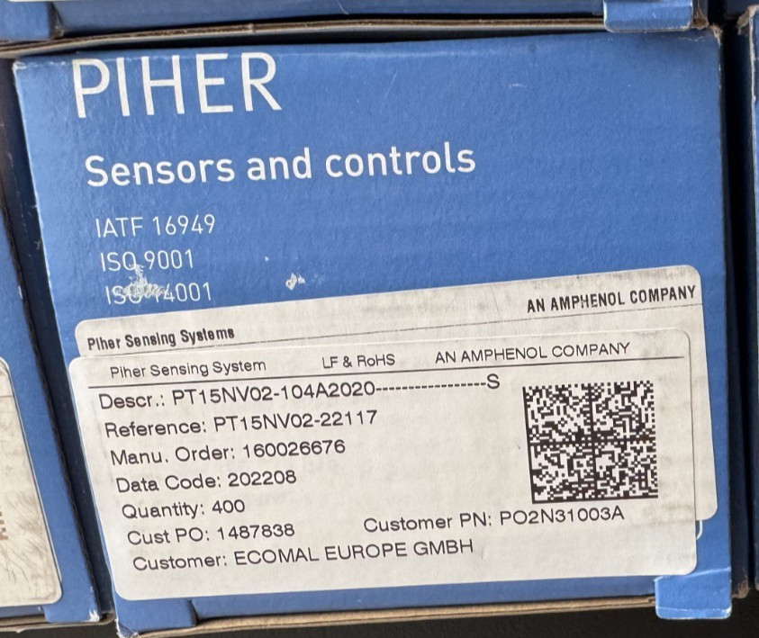 10 Pcs PT15NV02-104A2020 PIHER Potentiometer 1Turn Horizontal 15mm 100 kΩ ±20%