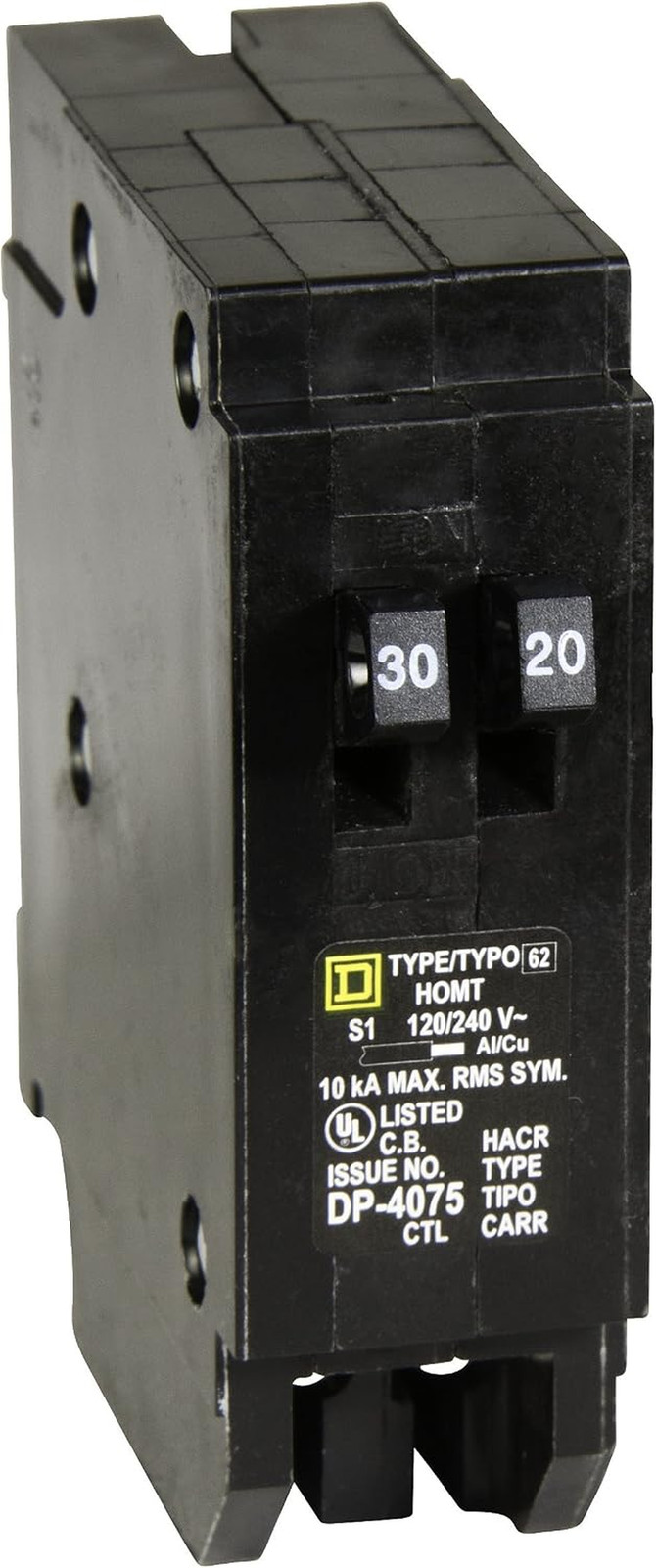 Square D – HOMT3020 Homeline 1-30-Amp 1-20-Amp Single-Pole Tandem Circuit Break