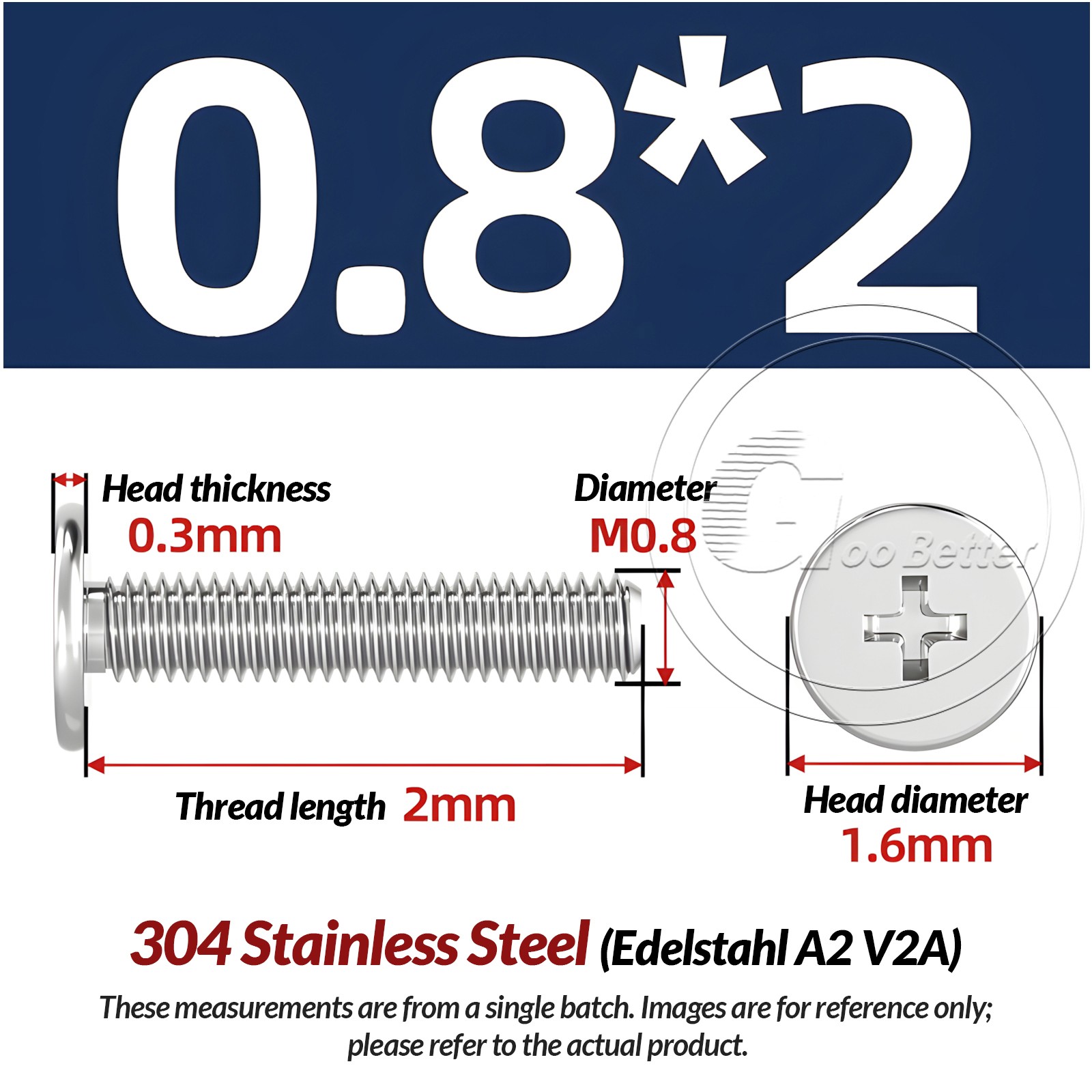 M0.8-M2.5 304 Stainless Steel CM Phillips Ultra Thin Flat Wafer Head Screw Bolt