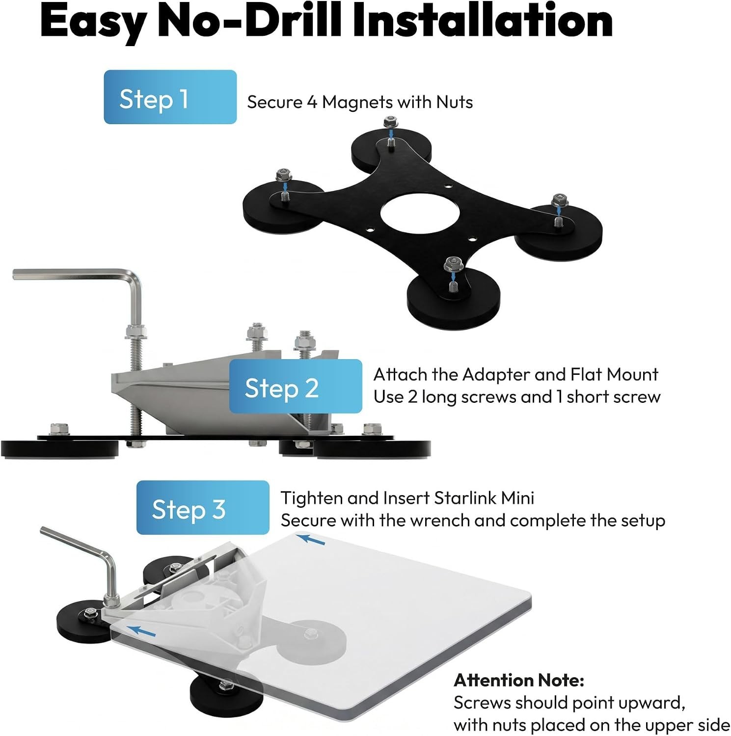 2025 Starlink Mini Magnetic Mount – with 4 Magnet Strong 202Lbs Mounting Kit