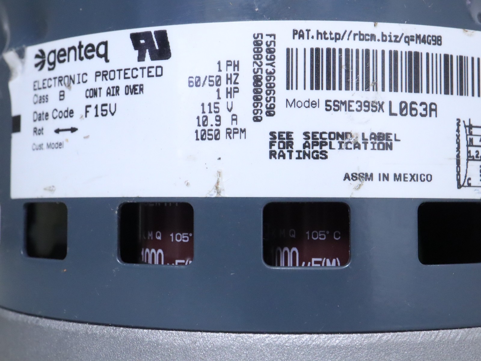 Genteq 5SME39SXL063A ECM Programmable Blower Motor 115V 1HP 1050RPM 607363-09