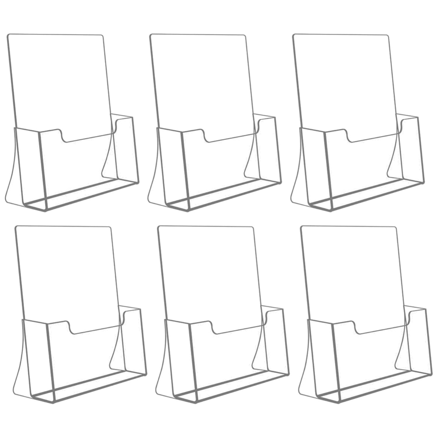 Brochure Stand, Clear Acrylic, 8.5 x 11, 6 Pack