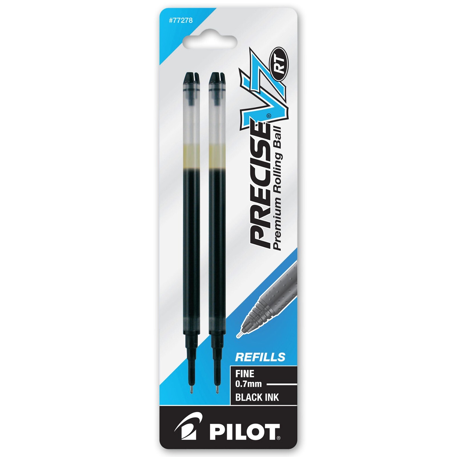 Pilot Precise V7 RT, 3 Pens With 4 Packs of Refills, Black Ink, 0.7mm Fine Point