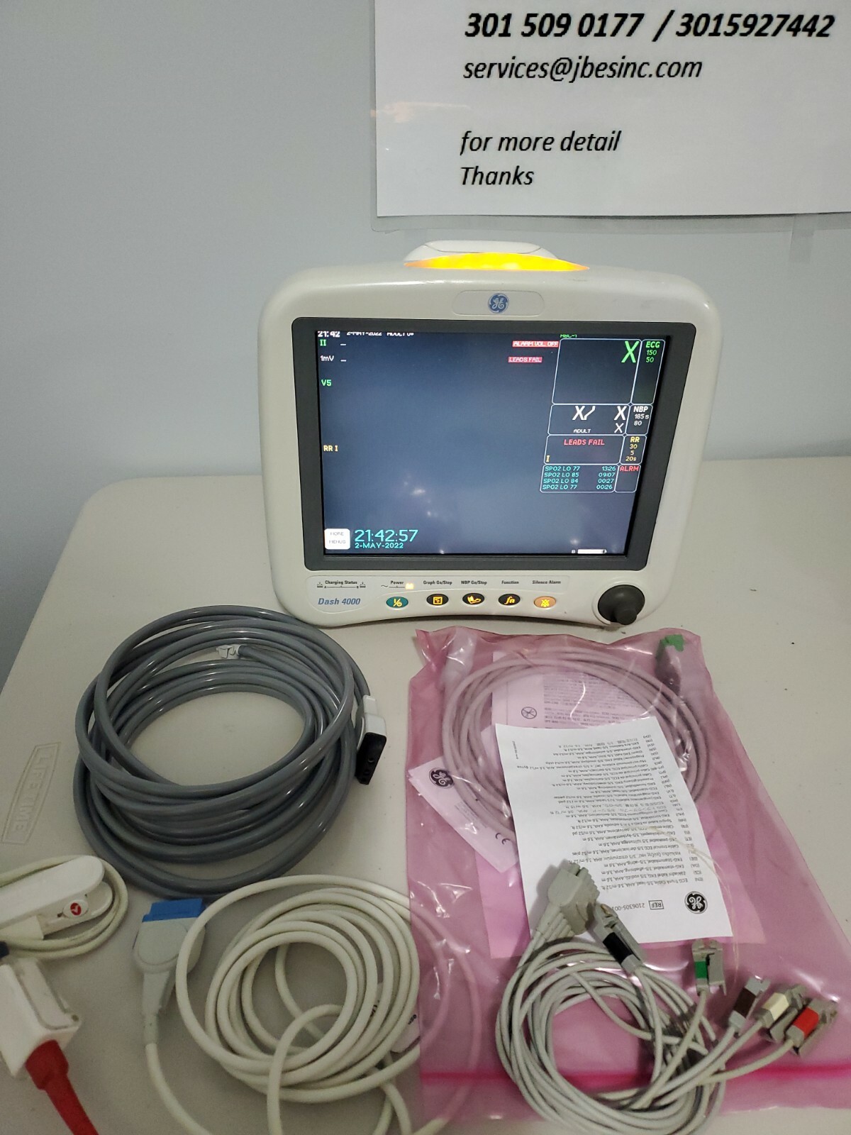 GE Dash 4000 Patient Monitor – 2 IBP, Eco2 enabled, Masimo , NellcoSPO2, Printer