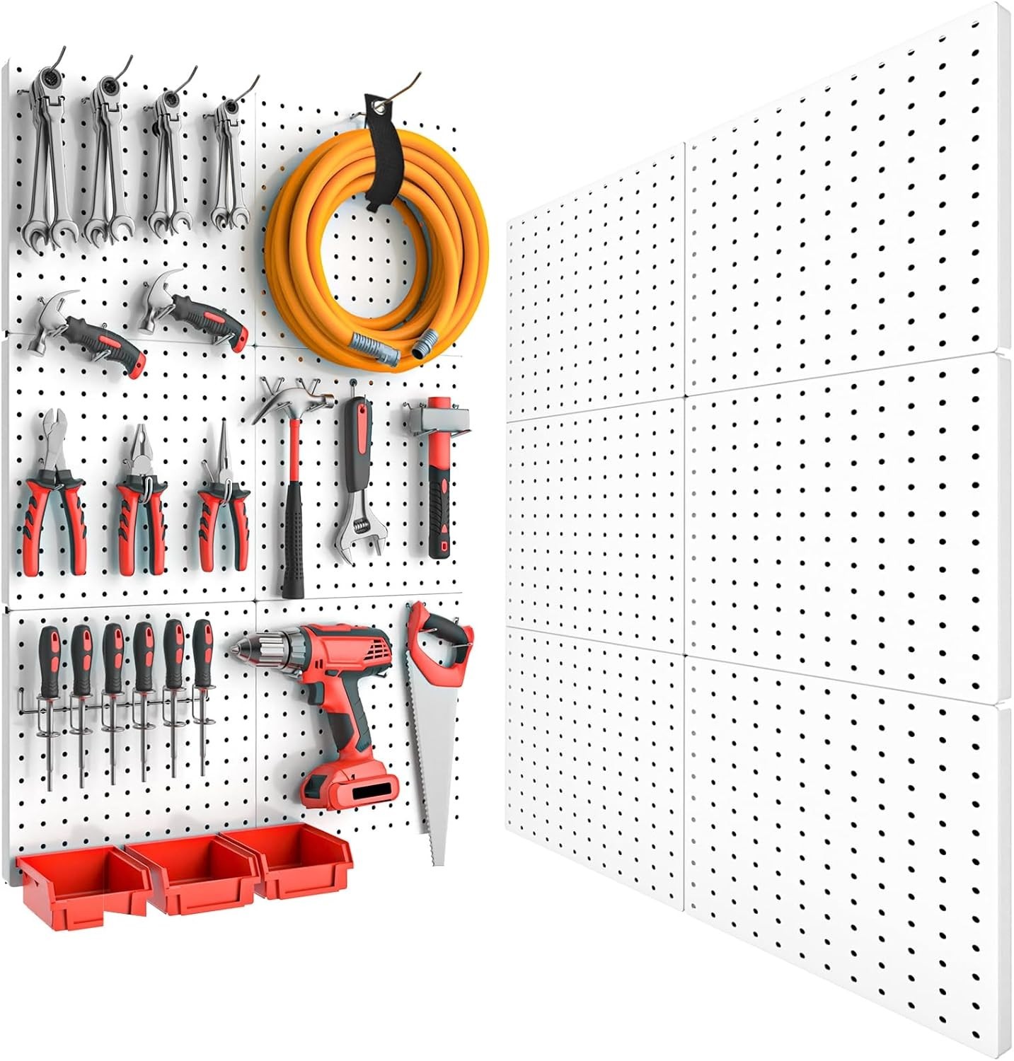 6PCS White Metal Pegboard – Perfect for Home, Garage, and Craft Storage