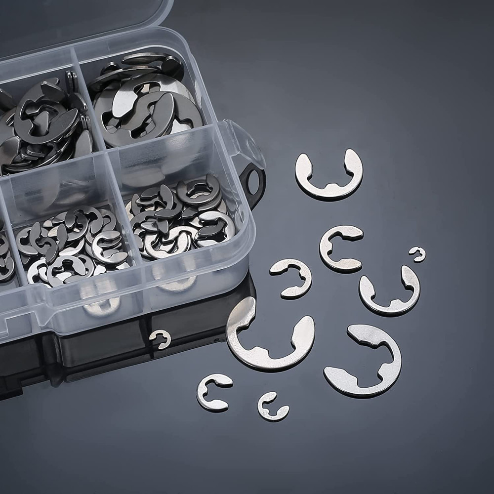 200PCS Internal Circlip Ring Kit Stainless Steel E-Clip External Retaining Snap
