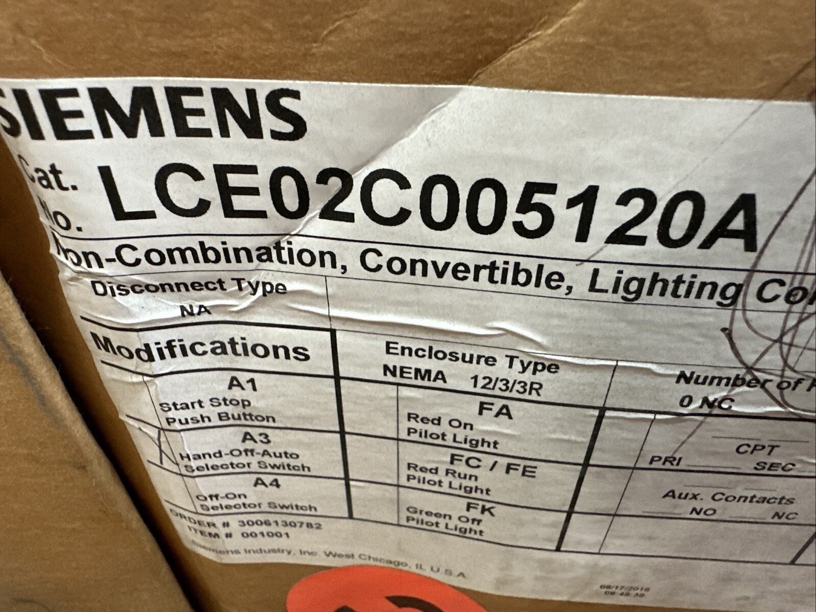 🔴Siemens LCE02C005120A Electrically Held Lighting & Heating Contactor 30A‼️