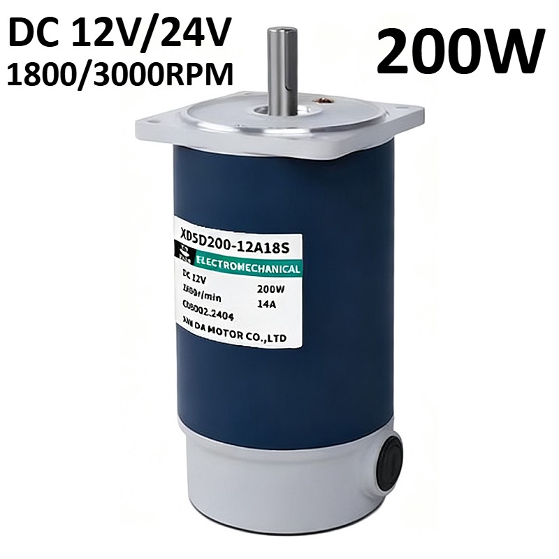 200W DC 12V/24V 1800/3000RPM High-speed Motor Reversible Adjustable Speed Motor