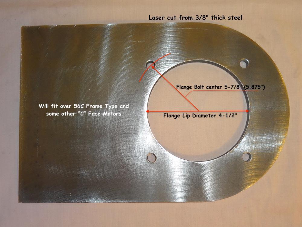 Electric Motor Mounting Plate. Fits C-Face Type Motors (56C etc)