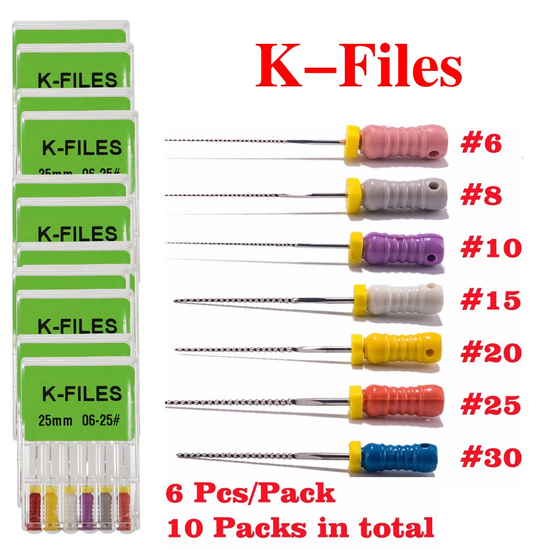 10Packs Dental K-File 25mm Endodontic Hand Use Endo Root Canal K Files SSt