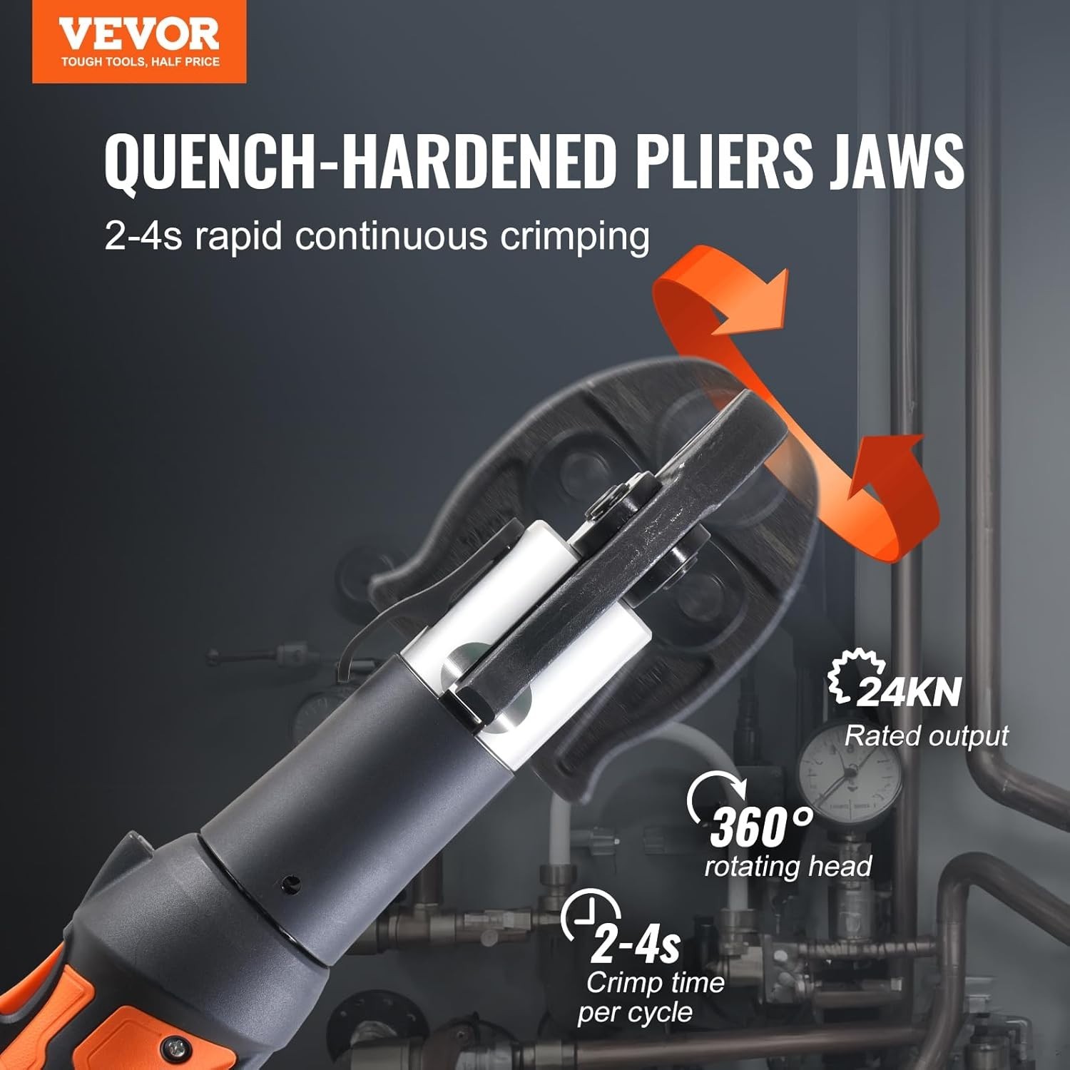 Efficient 18V Electric Pipe Crimper with OLED Display & 3 Jaws for Copper Pipes