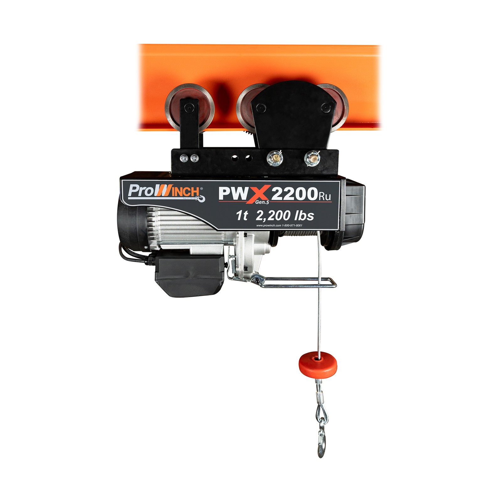 Electric Wire Rope Hoist 1 ton 2200 lb 110V 38 ft. Wireless w/ Power Trolley