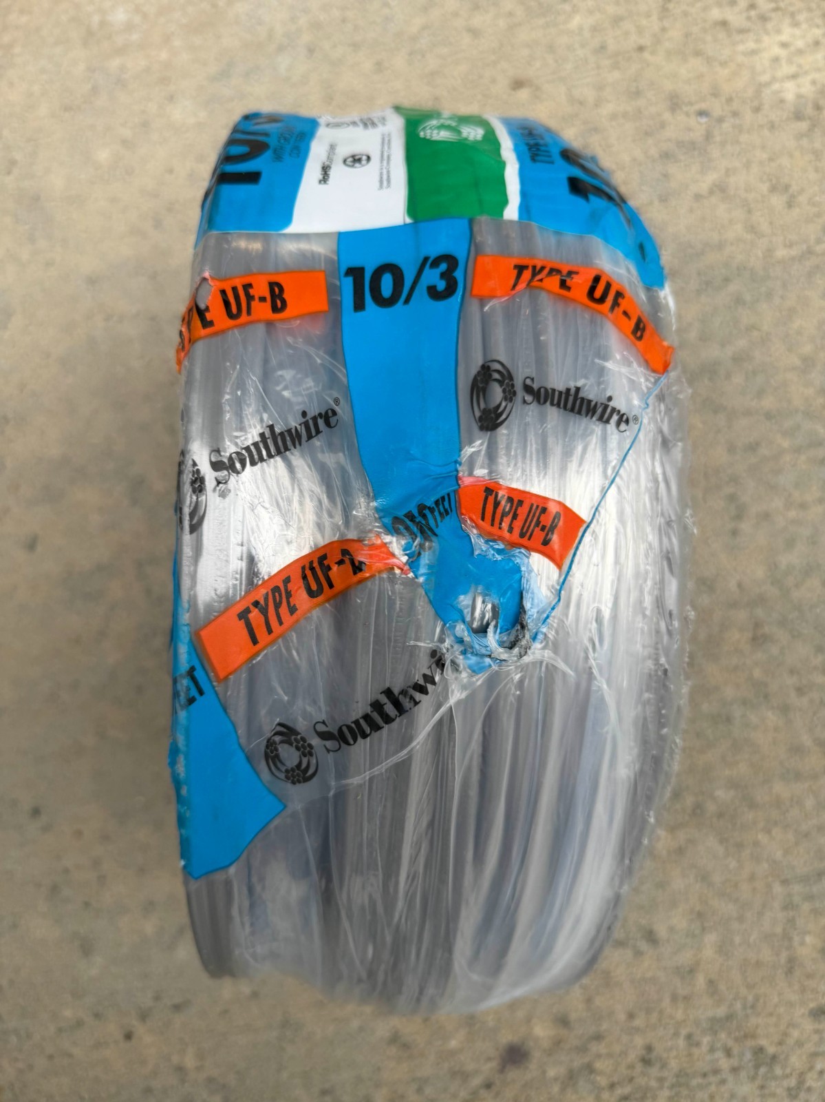 Southwire 250 Ft 10/3 Solid UF-B Wire W/G ( By-The-Roll )