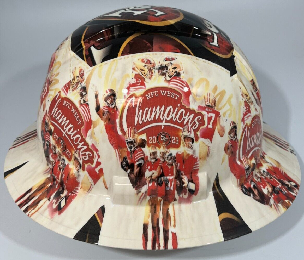 New Full Brim Hard Hat Custom Hydro Dipped SAN FRANCISCO 49ERS NFC WEST CHAMPS