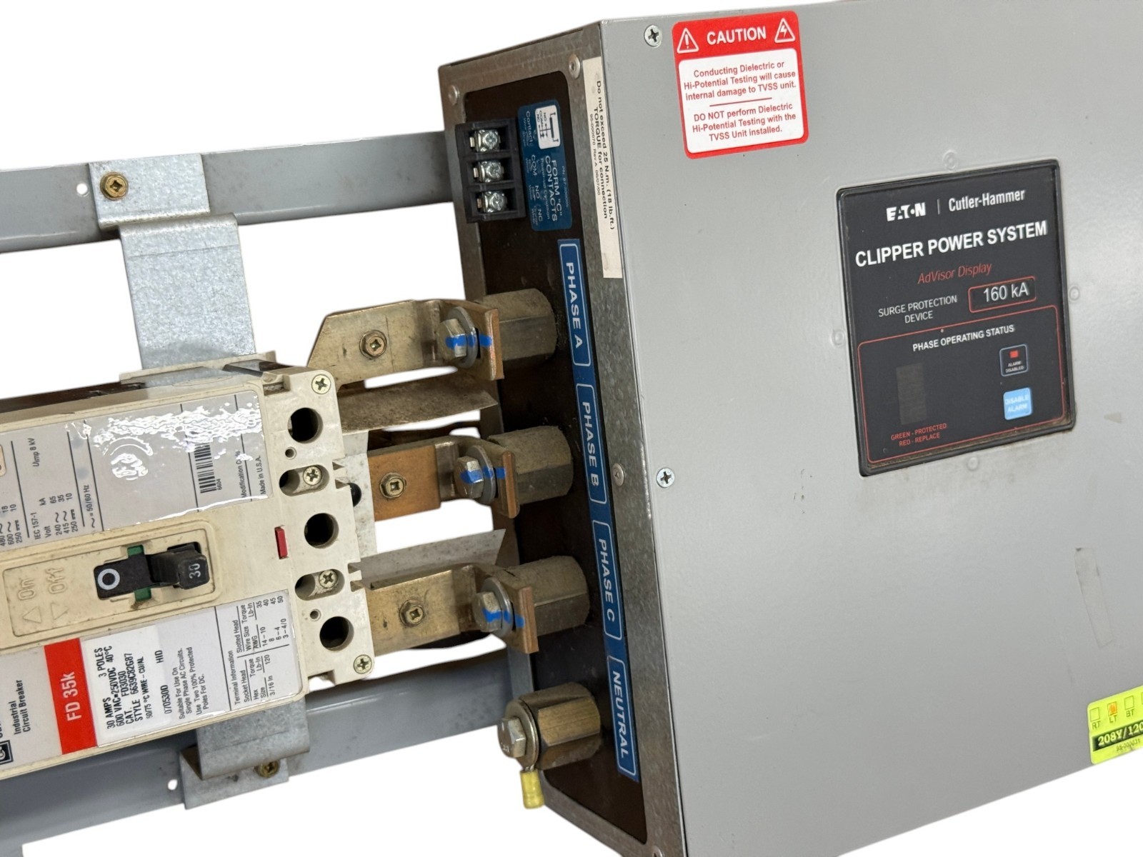 EATON CPS160208YAH 160KA 120/208V CLIPPER POWER SYSTEM SURGE PROTECTION DEVICE