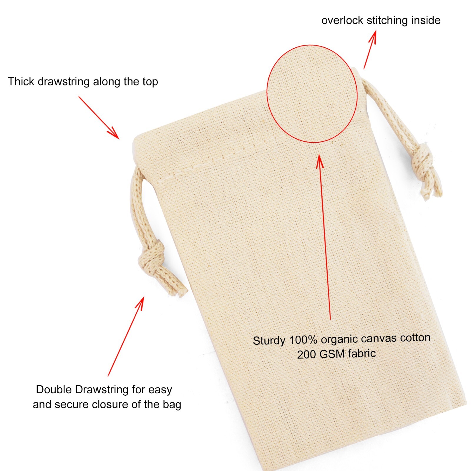 Biglotbags – 8 x 10 Inches Premium Canvas Cotton Double Drawstring Muslin Bags
