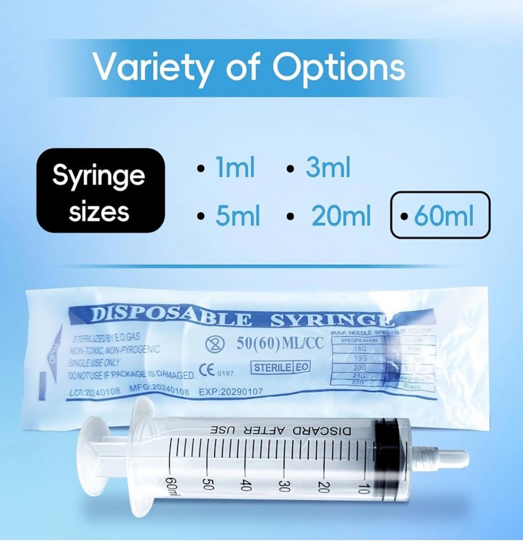 9 Pack 50/60 ML/CC Luer Slip Syringes without Needle, Disposable, Sterile, NEW