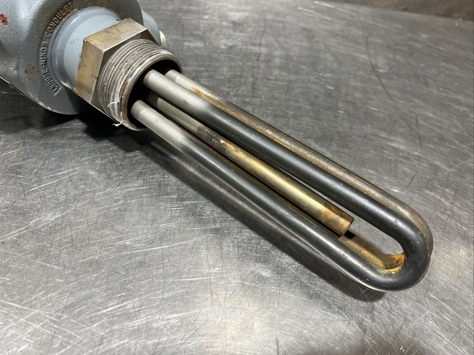 Used Surplus INDEECO Immersion heater Cat No 25-SSTA-4C-E 230V 1875 Watts 1 ph