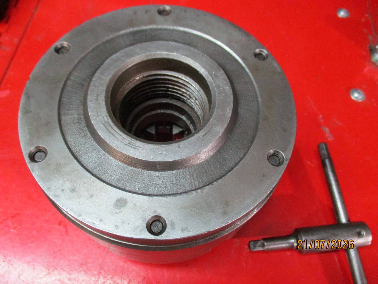 Buck 5″ 6 Jaw Adjust-Tru Lathe Chuck 1-1/2 X 8 tpi Thread