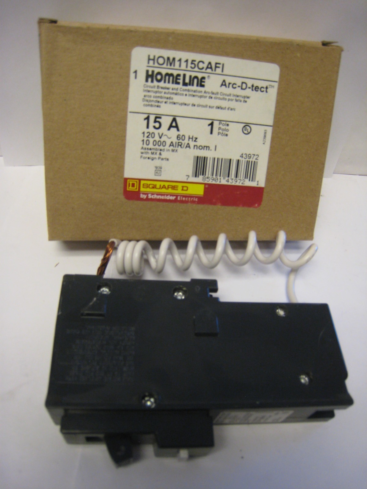 Square D HOM115CAFI 15A 1-Pole AFCI Circuit Breaker 120V Homeline NOS