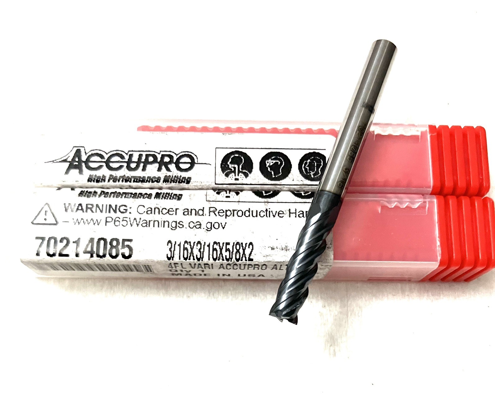 Accupro 3/16″ 4FL Square End Mill Solid Carbide AlTiN 70214085 NEW
