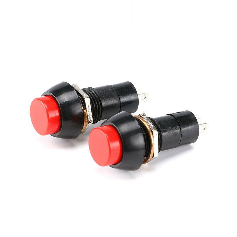 2x Red Push Button Switch Latching Bolt-On ON/OFF Car DC 12V/5A, AC 125V/3A 250V