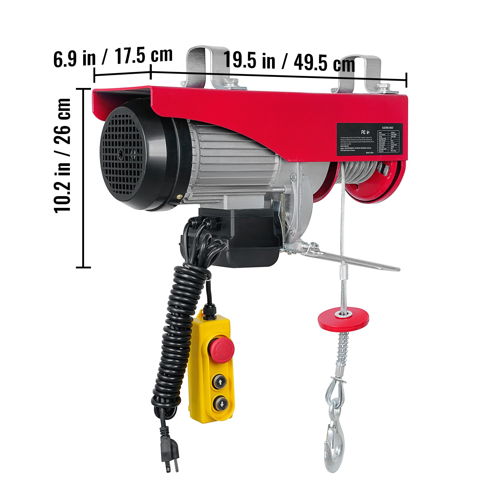 Uimoso Electric Hoist 2200lbs Crane Winch with Wired Remote Control 1600W 110V