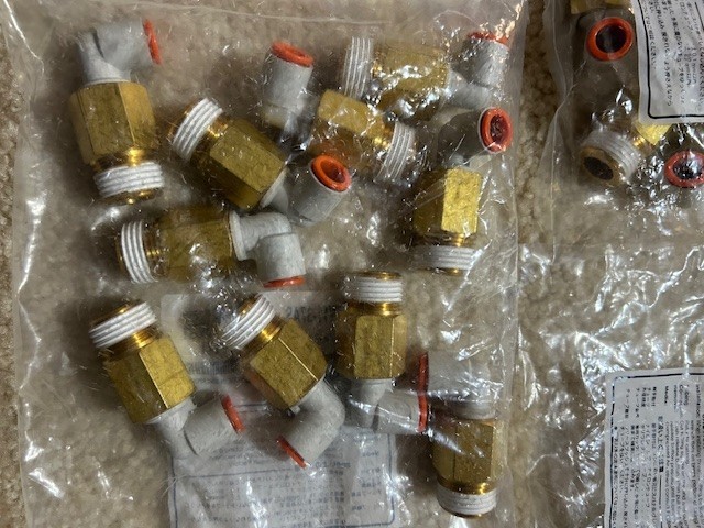 Pk of 10, SMC part KQ2W11-37AS Push to connect Extended Elbow-3/8″ tube-1/2 NPT