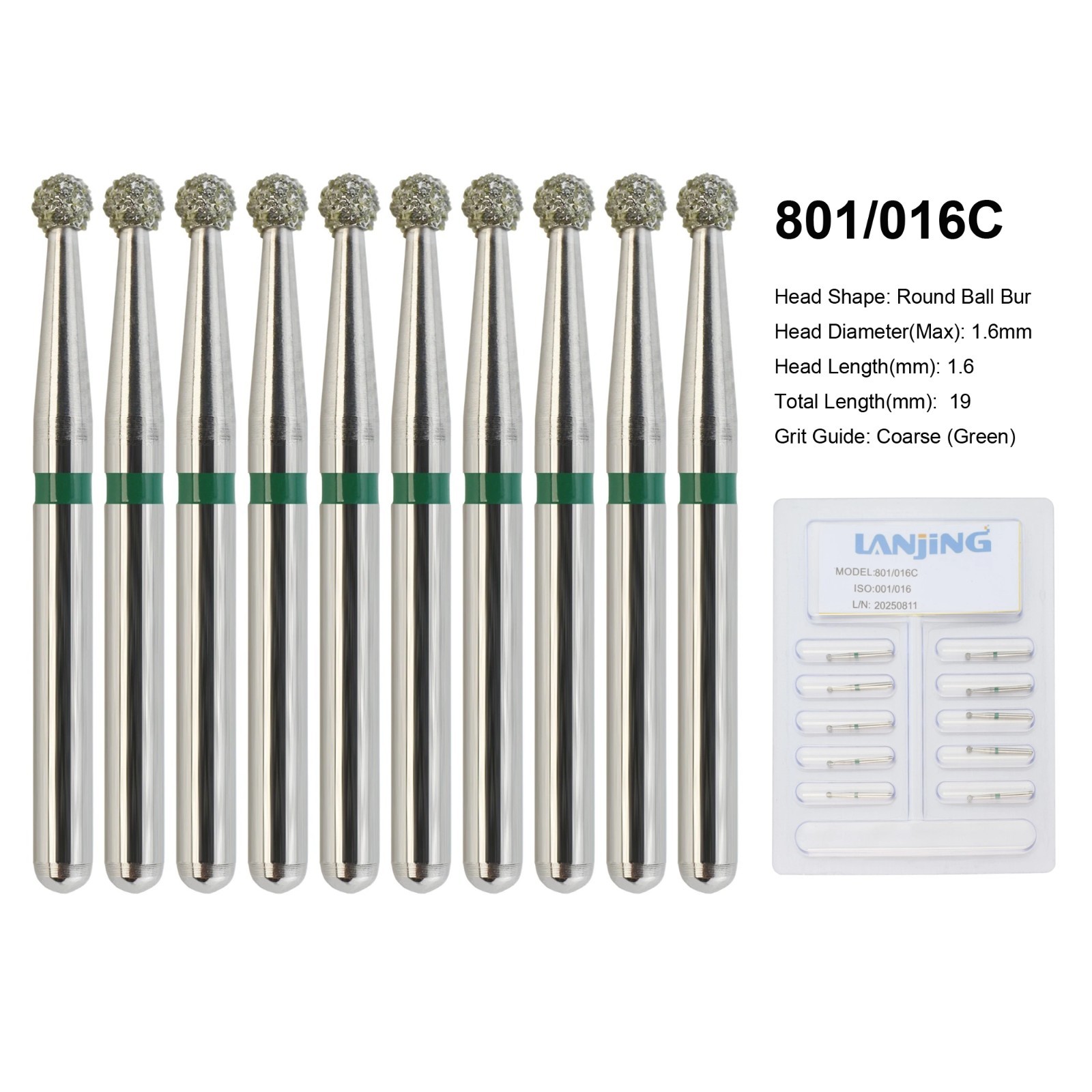 Dental Diamond Bur FG Round End Taper Football Flame Pear Coarse Fine High Speed