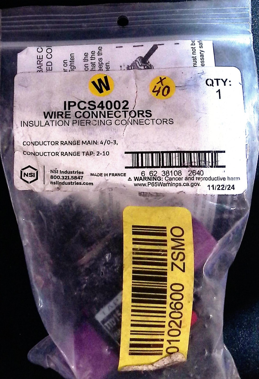 POLARIS IPCS4002 4/0-3INSULATION PIERCING CONNECT Range Tap 2-10 (SET OF 5) NEW