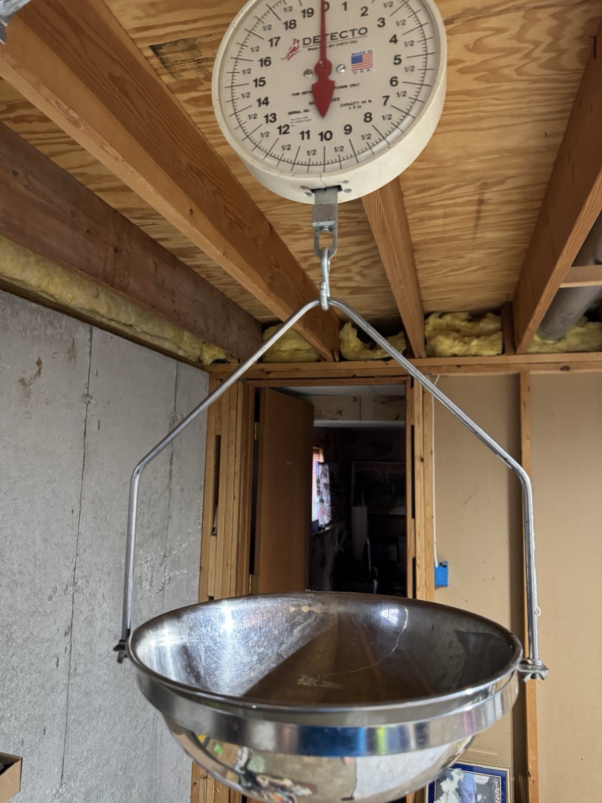 Detecto, MCS-40df Hanging Dial Scale with Fish Pan, 40 lb x 2 oz