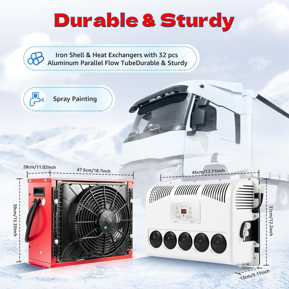 12V Truck Cab Air Conditioner Split AC Fits Semi Trucks Bus RV Caravan 11000 BTU