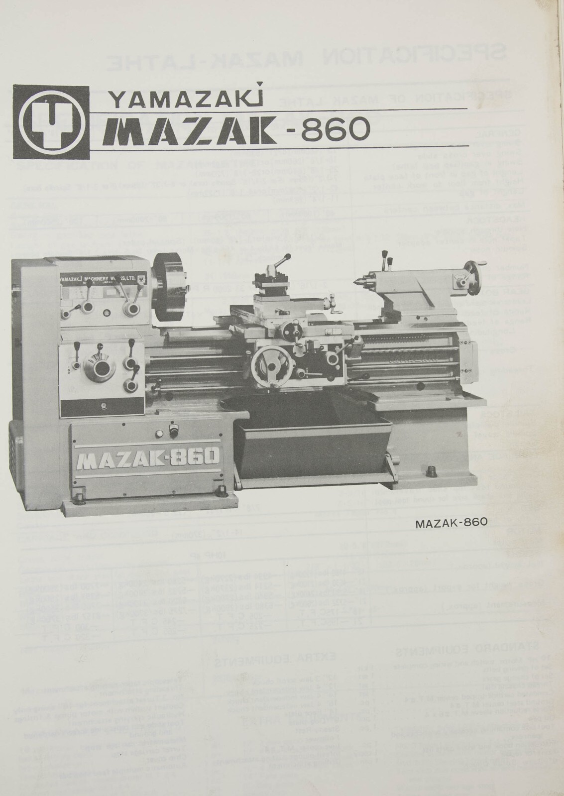 Mazak Yamazaki 18″ , 21″ and 860 Lathe, Operations and Parts Diagram Manual PLUS