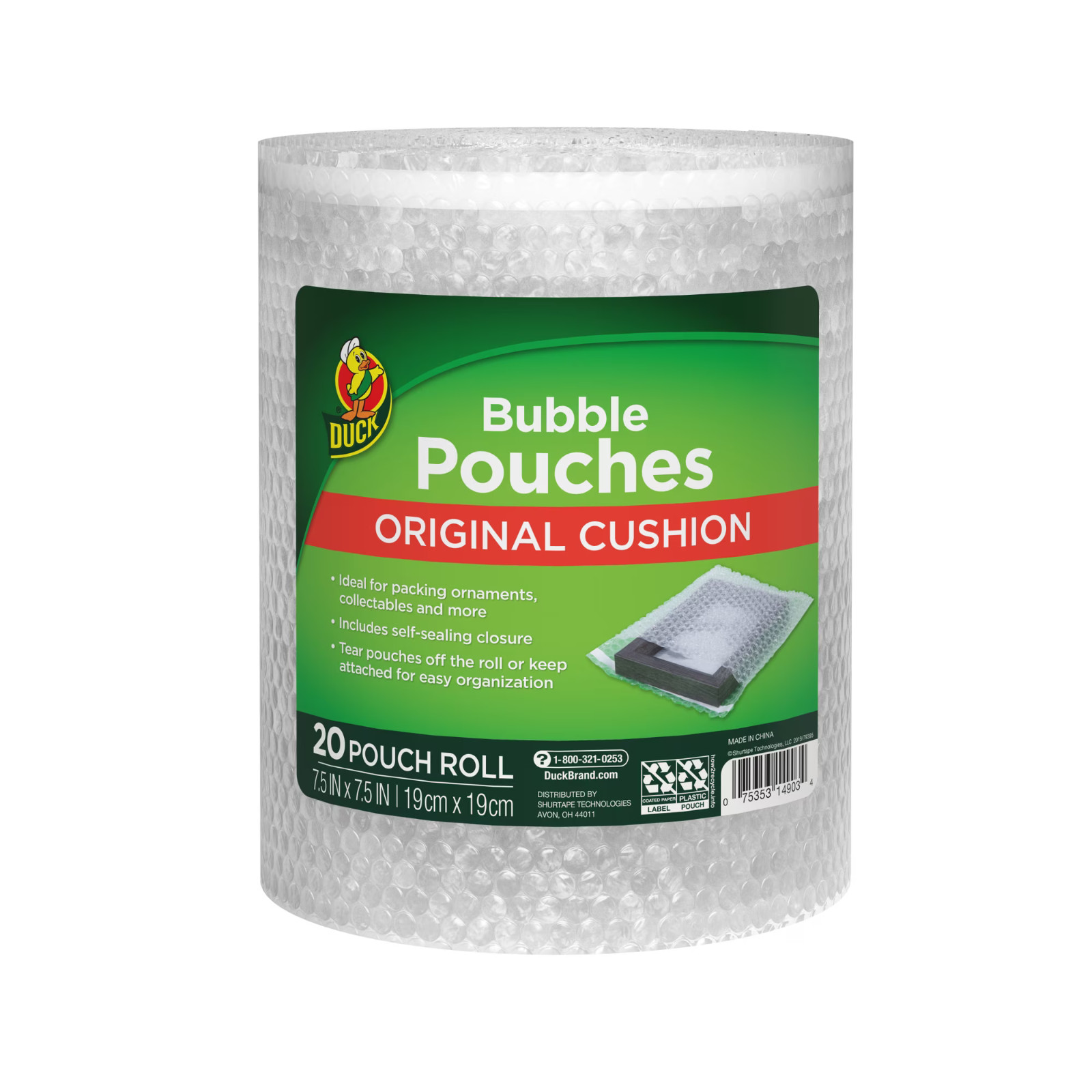 Duck Bubble Pouches on a Roll , 7.5 x 7.5 in, Clear, 20 Ct, 4 Pack, 285741