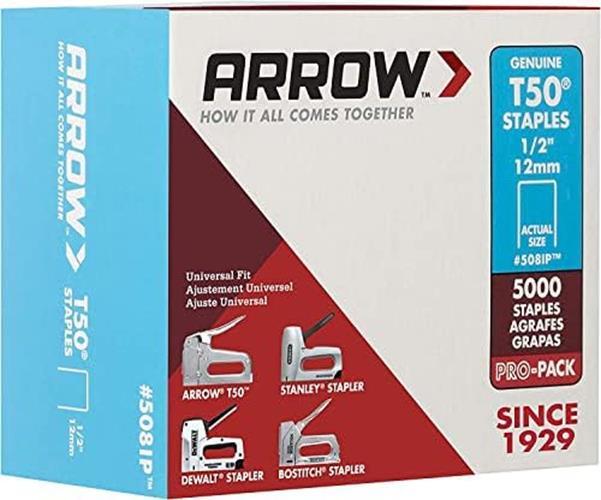 Arrow 508IP Heavy Duty T50 1/2-Inch Staples Assorted Sizes , Number of Itemss