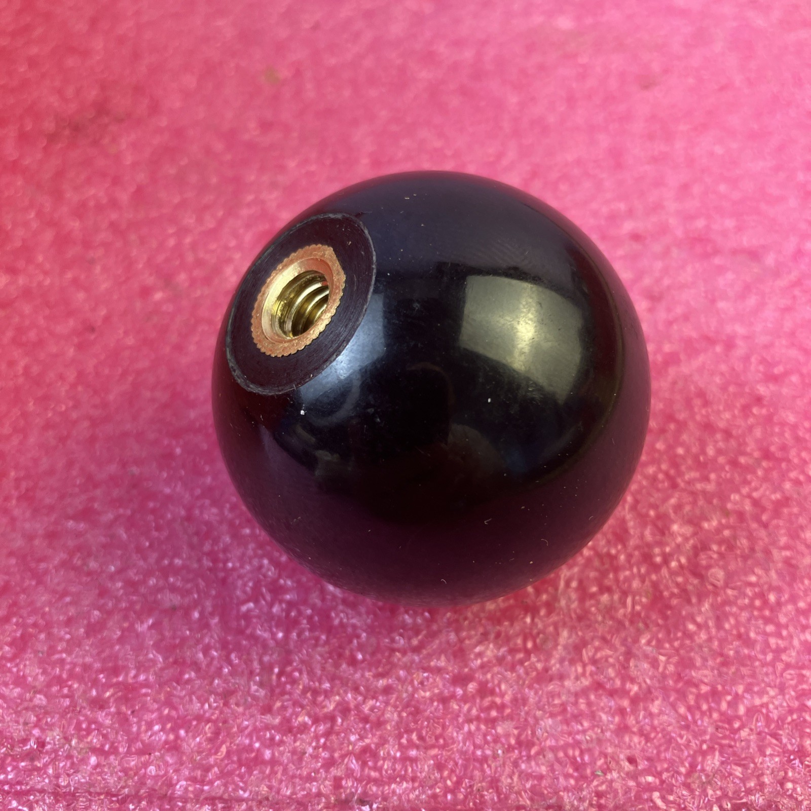 Ball Knob 1-7/8″ Diameter 5/16″-18 NC Brass Thread Insert, Black Sphere Plastic