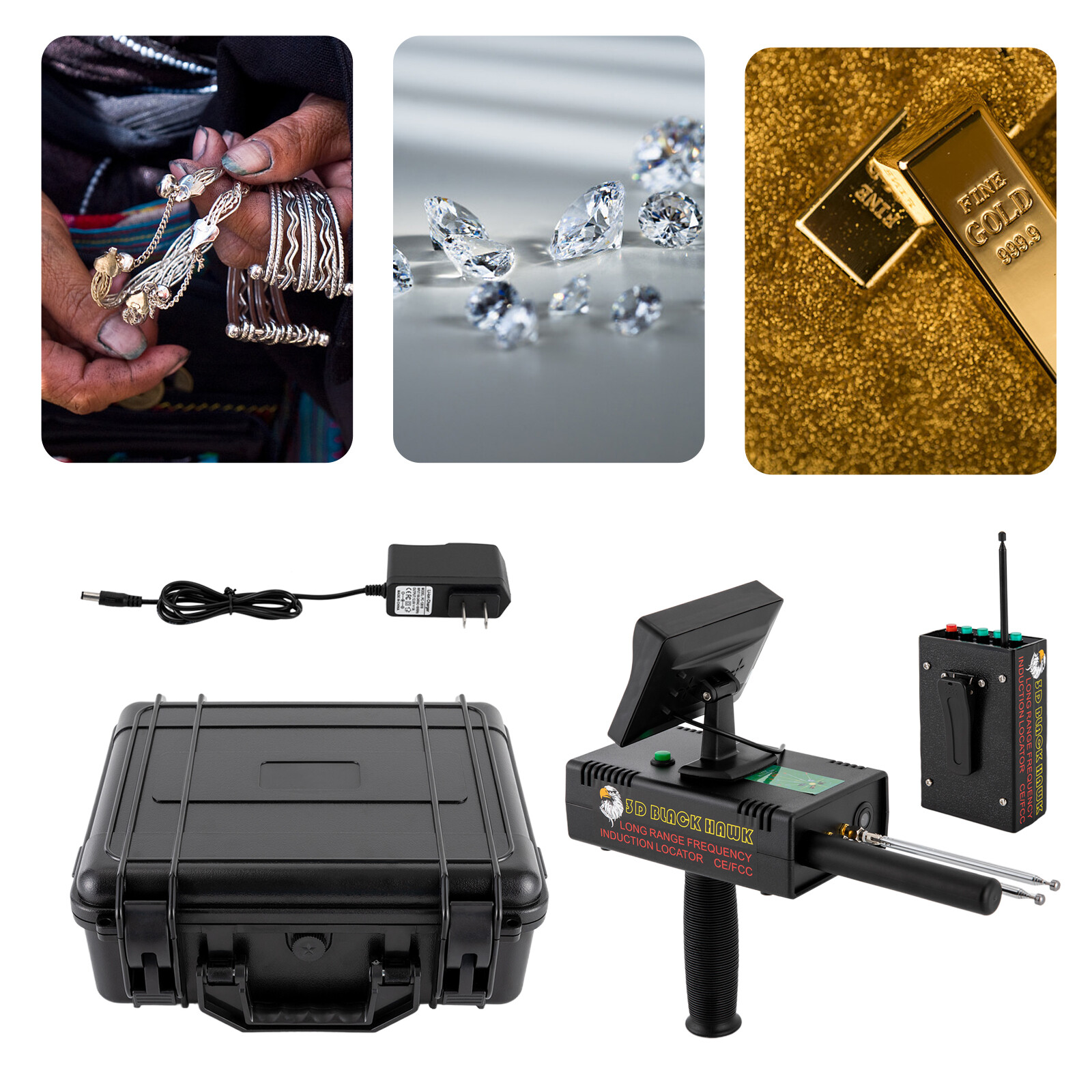 1200M LED Long Range Metal Gold Diamond Detector Finder Treasure Hunter Digger.