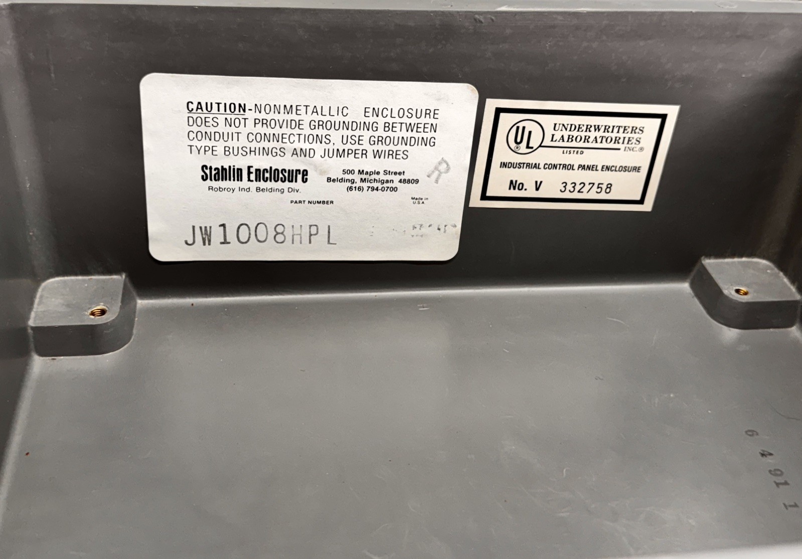 Stahlin JW1008HPL Fiberglass Electrical Control Panel Enclosure