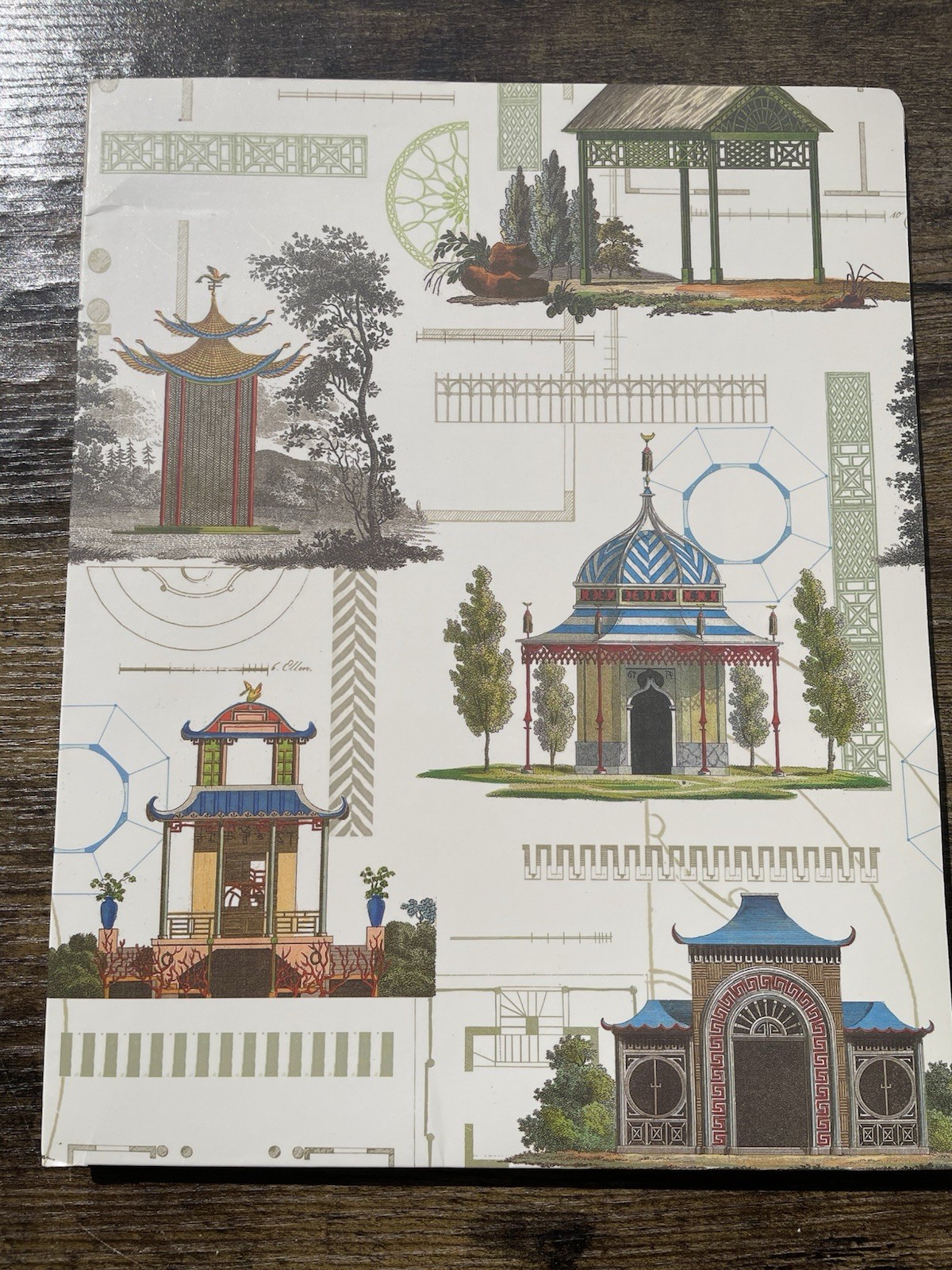 CASPARI Fine Stationary File Presentation Folders Pocket Set Chinese Pagoda