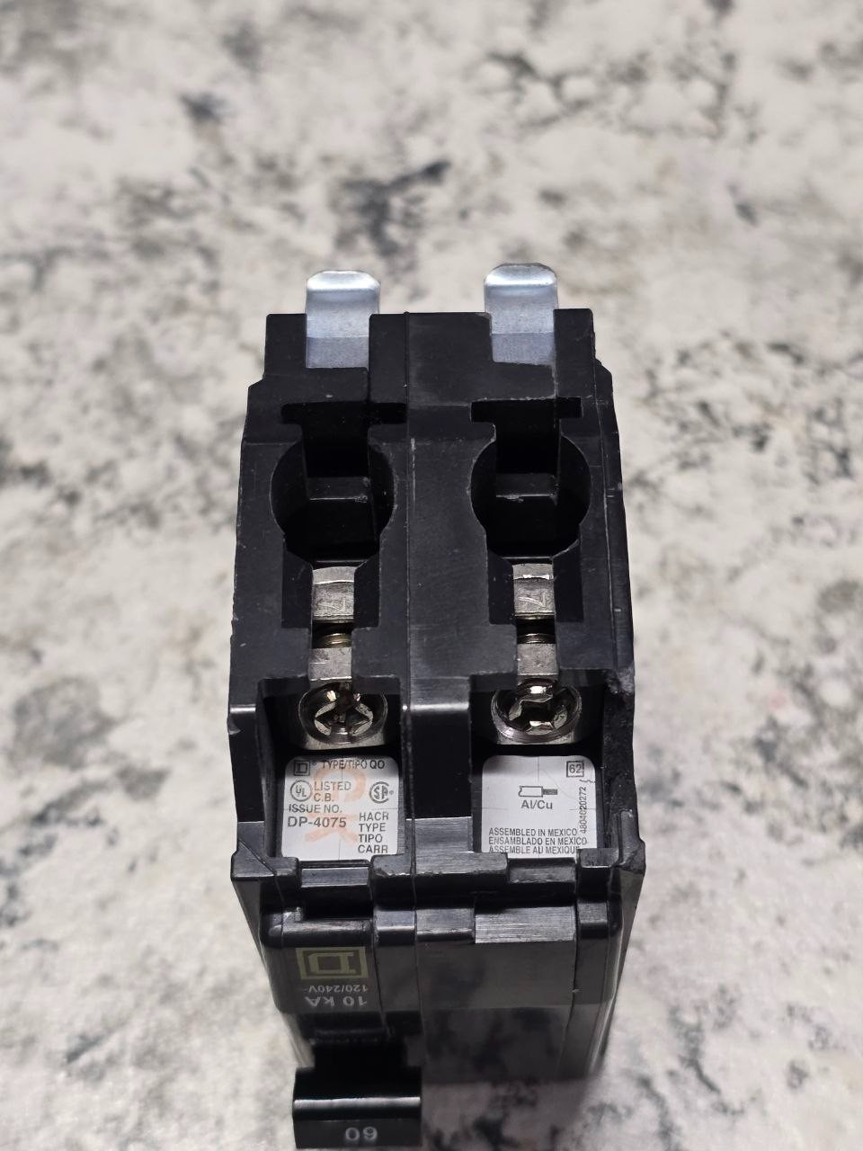 Square D QO260 / DP-4075 60 Amp 2-Pole Breaker 120/240V 10kA (New Open Box)