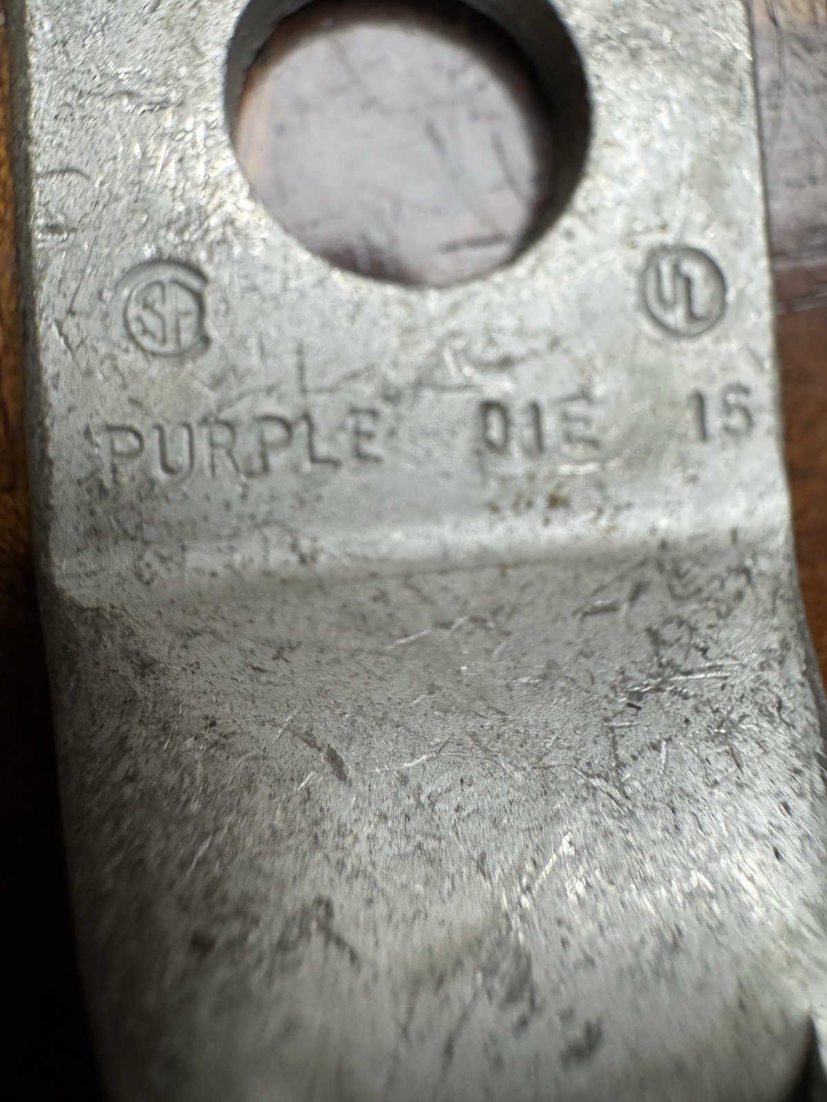 BURNDY YAV28L-2TC12-FX with 2, 1/2″ HOLES ON 1-1/4″ CENTERS, PURPLE DIE 15. H