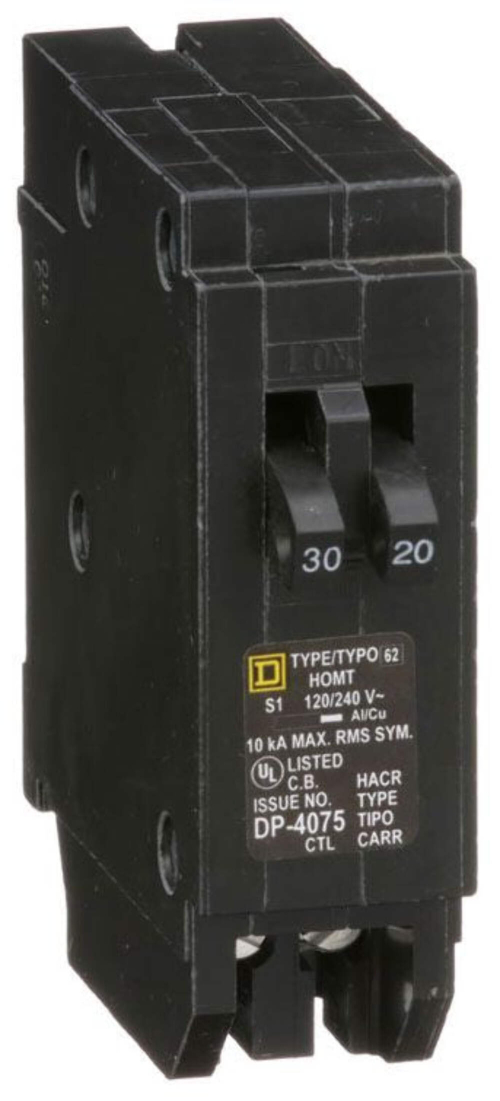 HOMT3020 – Square D Plug-In 120V 30A 2 pole circuit breaker 10kA@120V