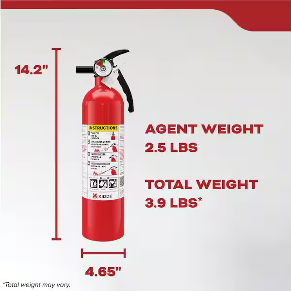 2-Pack Kidde Home Fire Extinguisher 1-A:10-B:C Class ABC 2.5 lb. 21030932
